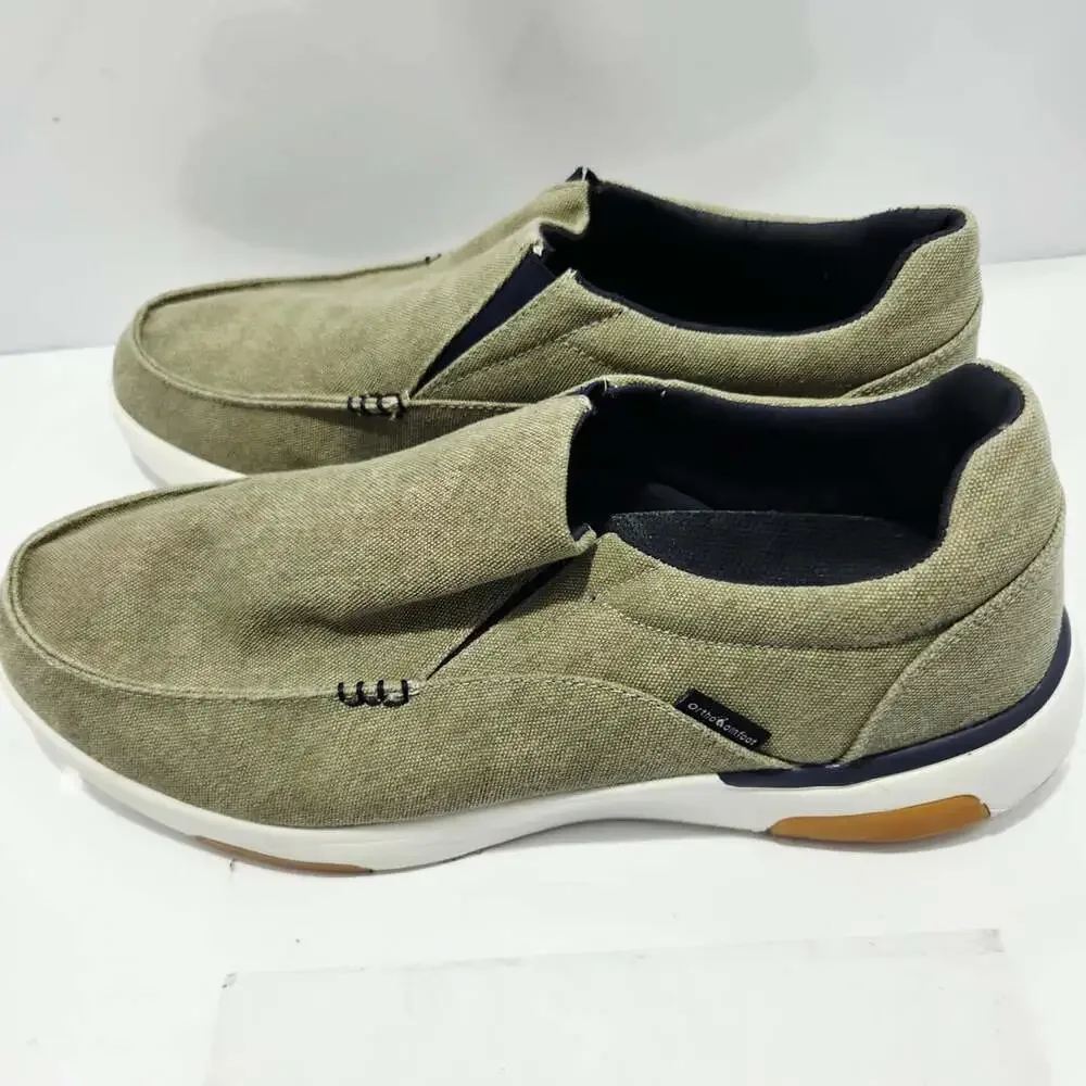 OrthoComfoot Loafers Size 14 Khaki Canvas Slip-on Shoes